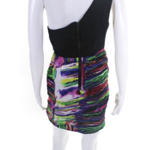 ALICE & OLIVIA Breanna Draped One Shoulder Dress Multicolor Silk $470 - Picture 3 of 12